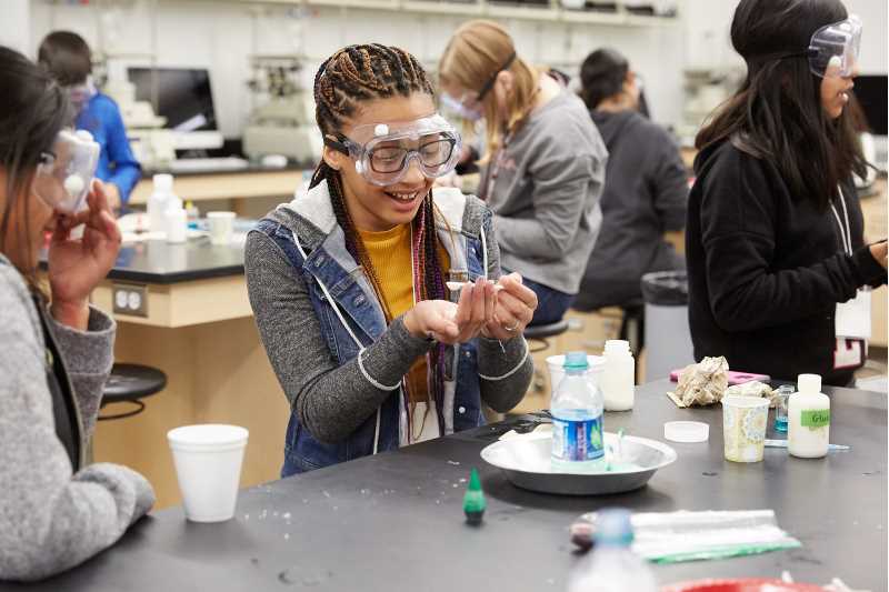 Student in science lab