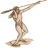 Artist drawing of Man throwing spear