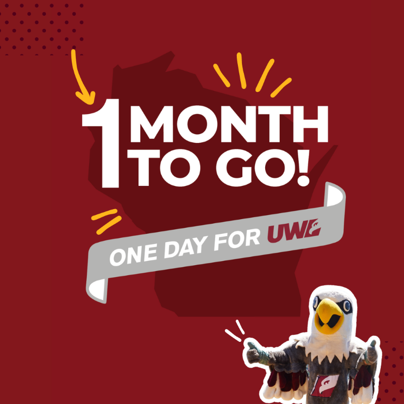 Social Media Post with text One Day for UWL Logo and text "1 Month To Go!"