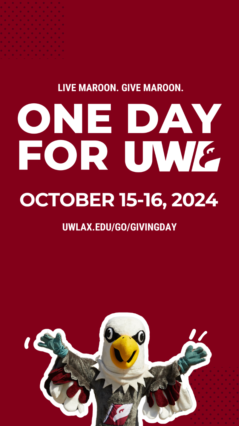 Social Media Story with text: "One Day for UWL" | October 15-16, 2024.| uwlax.edu/go/givingday