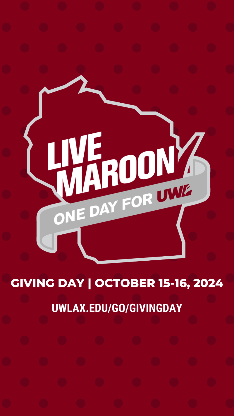 Social Media Story with One Day for UWL logo and text "Giving Day | October 15-16, 2024"| uwlax.edu/go/givingday